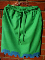 Vintage 1980s Designer Green Skirt * Embroidered *