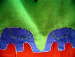 Vintage 1980s Designer Green Skirt * Embroidered *
