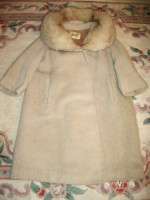 Vintage LLAMA Fur Swing COAT * Huge FOX Fur Collar * XL *