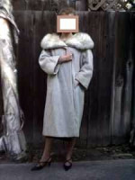 Vintage LLAMA Fur Swing COAT * Huge FOX Fur Collar * XL *