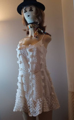 ZC Boho Textured Pom Pom Mini Dress