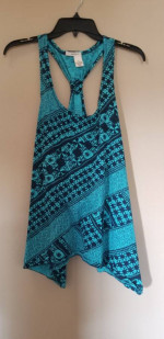 DKNY Women's Cropped Racerback Tank Top Blue MEDIUM.  Great condition