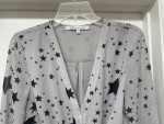LOVERS + FRIENDS GRAY BLACK STAR TIE BLOUSE Sz MEDIUM