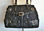 New Tote Shoulder Bag Weekender Black Quilted Canvas Travel Bag