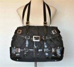 New Tote Shoulder Bag Weekender Black Quilted Canvas Travel Bag