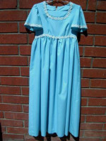 Vintage 1970s Empire Waist Semi-Formal Blue Maxi Gown * Bell Sleeves*