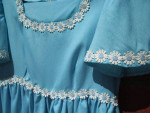 Vintage 1970s Empire Waist Semi-Formal Blue Maxi Gown * Bell Sleeves*