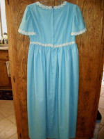 Vintage 1970s Empire Waist Semi-Formal Blue Maxi Gown * Bell Sleeves*