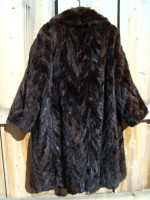 Vintage Designer Mink Fur Coat * Herringbone Design *