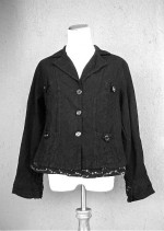 Women's CHAPARE Black Embroidered Jacket S M Cotton w Ruffle Detail