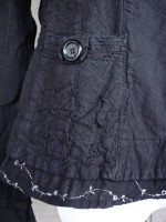 Women's CHAPARE Black Embroidered Jacket S M Cotton w Ruffle Detail