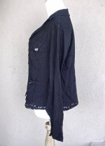 Women's CHAPARE Black Embroidered Jacket S M Cotton w Ruffle Detail