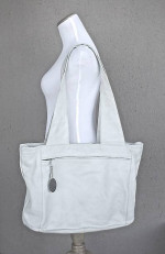 Kenneth Cole Leather Shopper Tote Purse 1980s Large Grayish White