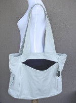Kenneth Cole Leather Shopper Tote Purse 1980s Large Grayish White