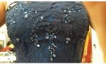 Gorgeous mermaid JANIQUE Navy Lace & Dripping Jewel Gown Dress