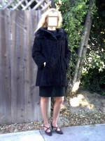 Vintage Designer Russian Broadtail Lamb Fur Swing Coat * Mink Collar!