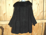 Vintage Designer Russian Broadtail Lamb Fur Swing Coat * Mink Collar!