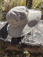 Khaki Hiking Hat & 6 Pewter Dinosaur Pins