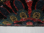 Glass Bead Peacock Feather Design Bag Purse