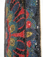Glass Bead Peacock Feather Design Bag Purse