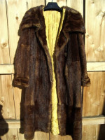 Vintage Marmot Fur Maxi Coat * Crocheted Buttons * Shawl Collar *