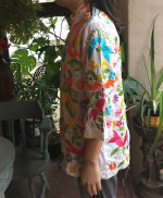 Vintage Wearable art mandarin floral embroidered jacket light overcoat
