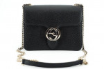 Authentic GUCCI Black Calf Leather Dollar Shoulder Bag