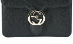 Authentic GUCCI Black Calf Leather Dollar Shoulder Bag