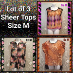 LOT OF 3 WOMENS SEXY SHEER TOPS SIZE M (READ)