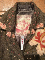Stunning Biya Johnny Was Light-Weight Tweed Coat Jacket Embroidered XS