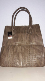 Taupe Colored Faux Leather Purse - NEW