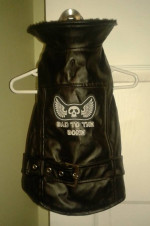 "Bad To The Bone" dog faux leather jacket - SM/MED