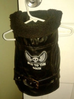 "Bad To The Bone" dog faux leather jacket - SM/MED