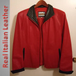 real Italian Leather coat red / black Women's medium SCHEGGE