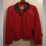 real Italian Leather coat red / black Women's medium SCHEGGE