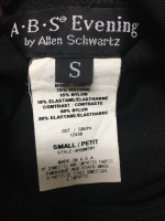 ABS EVENING BLACK DRESS w SHEER SHORT SLEEVES LOW BACK Sz S Never Worn