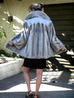 Blue Iris Emba Mink Fur & Leather Swing Jacket * Custom Design!