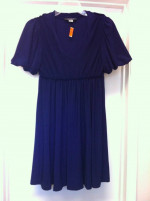 ABS BLUE V NECK SHORT SLEEVE MINI DRESS Sz XS NEW w TAGS
