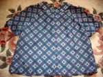 Vintage 1960s Designer Geometric Print Purple/Teal Blouse * Babydoll *