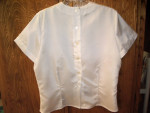 Vintage 1970s Designer Lace & Pearl Blouse * Crisp White *