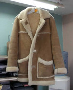 Long Sheepskin Coat w/ Antler Buttons
