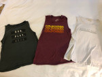 3 Women’s Muscle Tee Tank Tops - Size Small/Medium - Great used condit