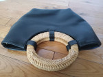 Anthropologie Black Small Rattan Handles Crossbody Shoulder Strap 3 in
