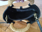 Anthropologie Black Small Rattan Handles Crossbody Shoulder Strap 3 in