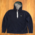 Lacoste Crocodile hoodie navy stripe pullover