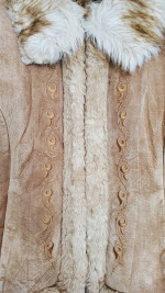 VINTAGE GUESS Genuine Suede Leather Faux Fur Jacket