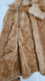 VINTAGE GUESS Genuine Suede Leather Faux Fur Jacket