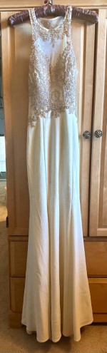 White and Gold Embroidered Mermaid Gown / Prom Dress