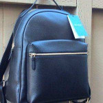 Cole Haan Womens Black Leather Backpack Zip Top Closure 11” L x 7 1/2”