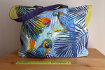 NEW! Bright summer bag/oversize tote with parrots